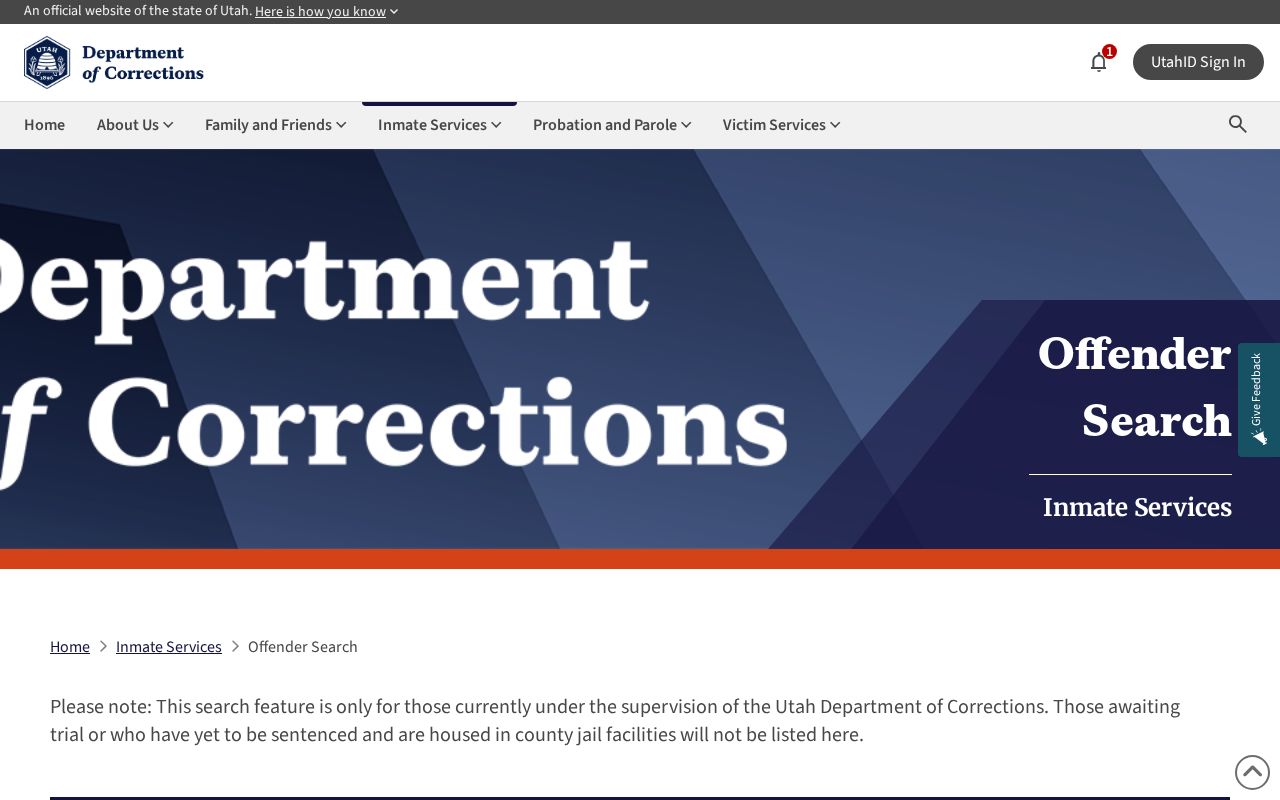 Cedar City people search through the Utah corrections offender lookup