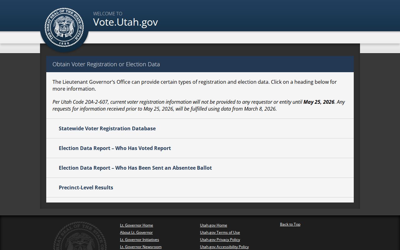 Cedar City voter registration records and Utah voter file request options